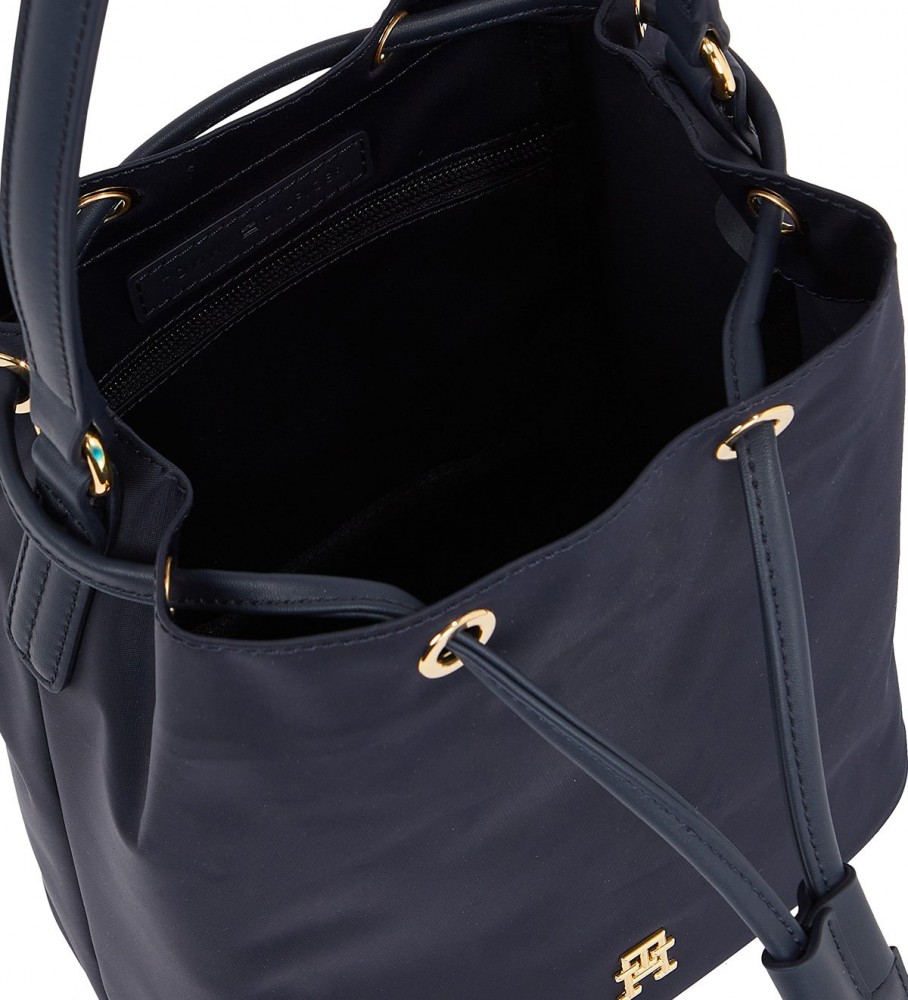 Bolsa saco Tommy Hilfiger reciclada com cordão azul-marinho
