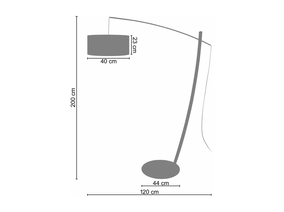 Lampadaire arqué métal aluminium,noir 170 cm.