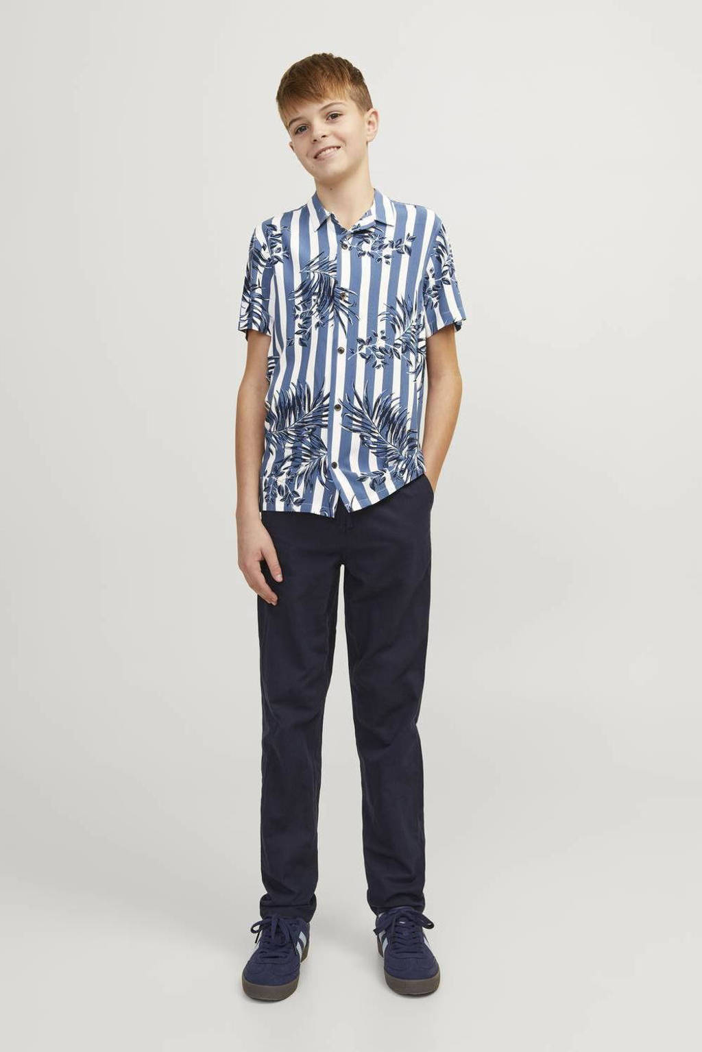 JACK & JONES overhemd JJJEFF RESORT met all over print blauw/wit