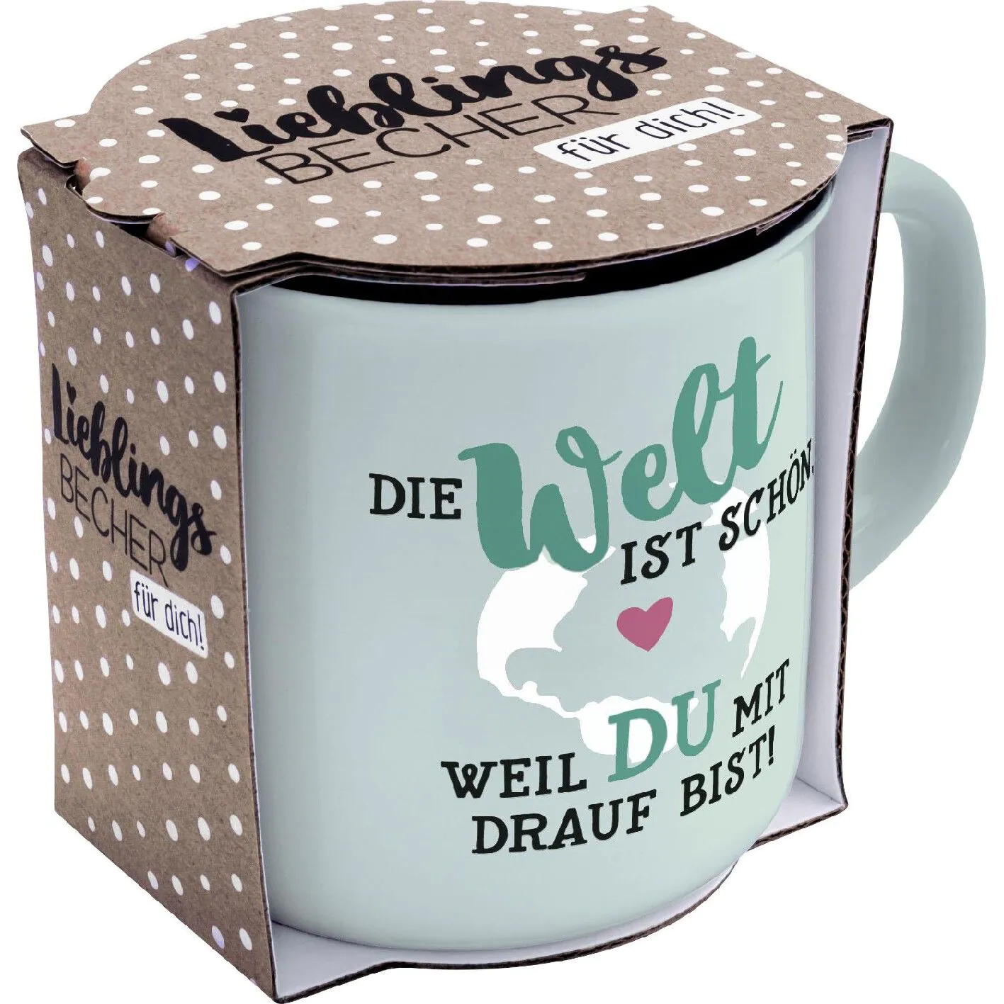 Becher Emaille-Optik, Welt, 350 ml
