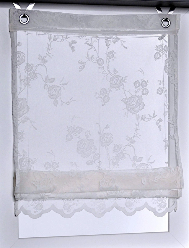 Kutti Raffrollo »Florence« mit Hakenaufhängung ohne Bohren freihängend transparent, creme, Spitze, Stickerei, Volant, mit Fensterhaken