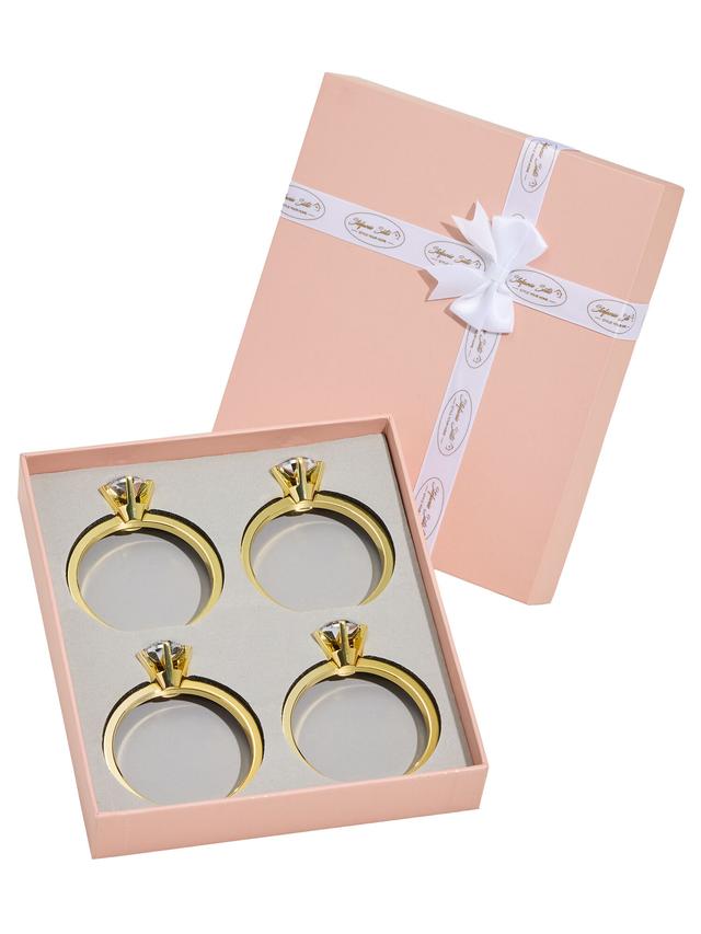 Serviettenring Diamant mit Box, 4er-Set