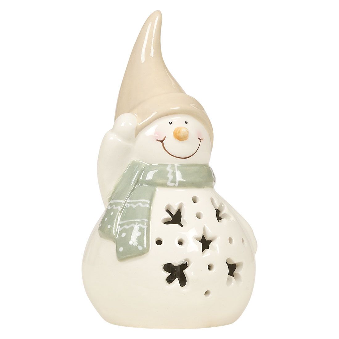 Keramikksnømann med lys Ola