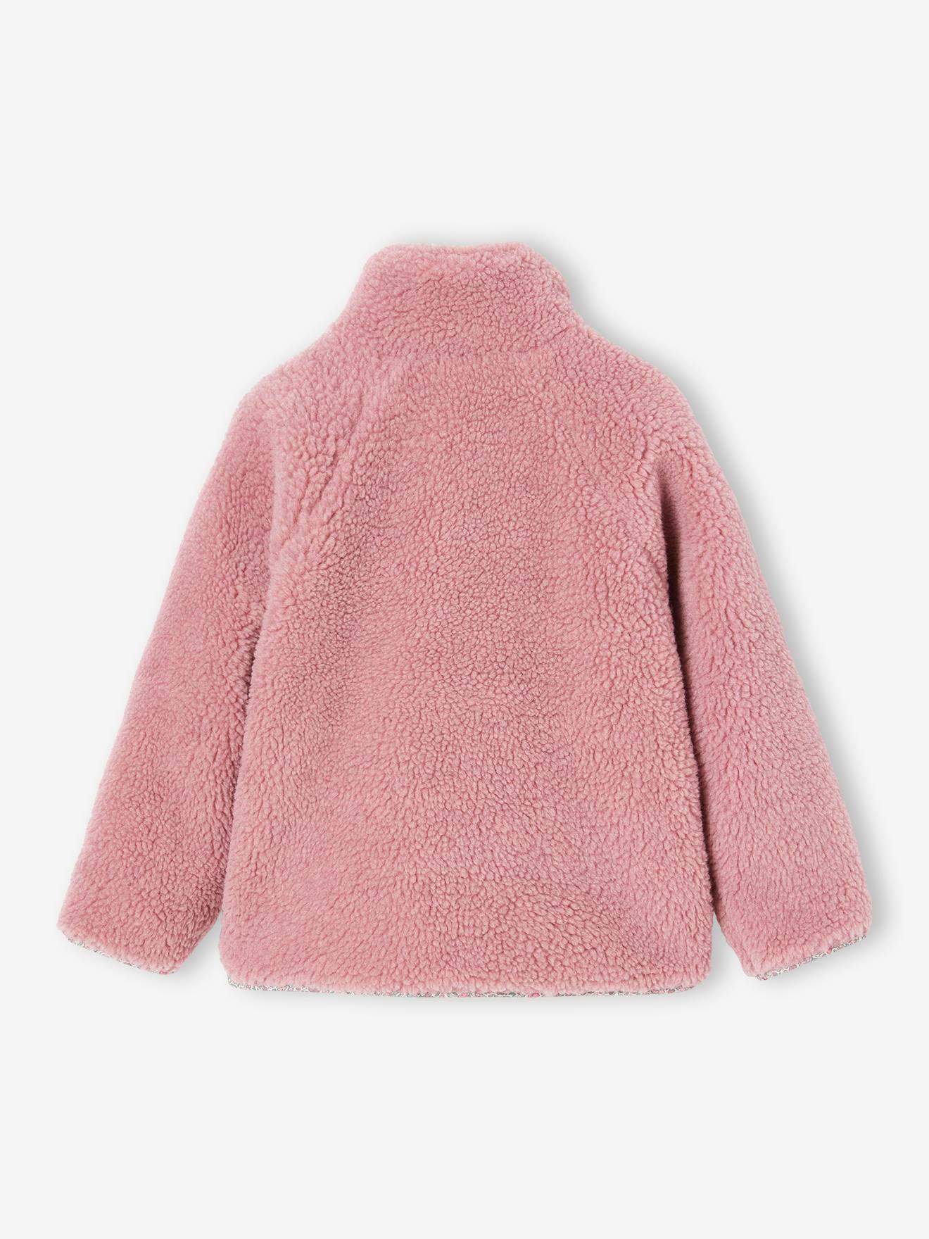 Jaqueta esportiva Sherpa para meninas, rosa antigo