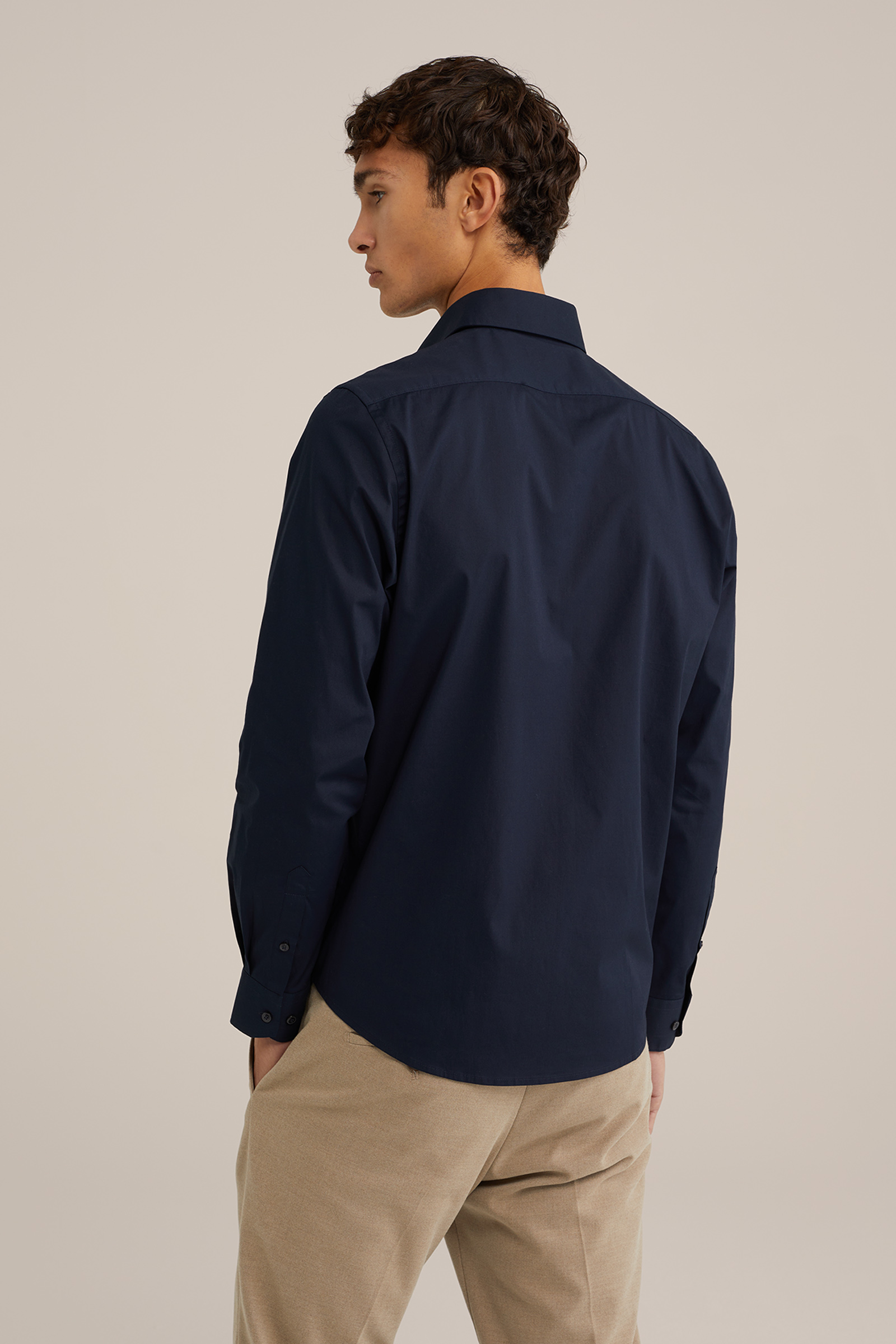 anti-odour overhemd met stretch Fundamentals Donkerblauw