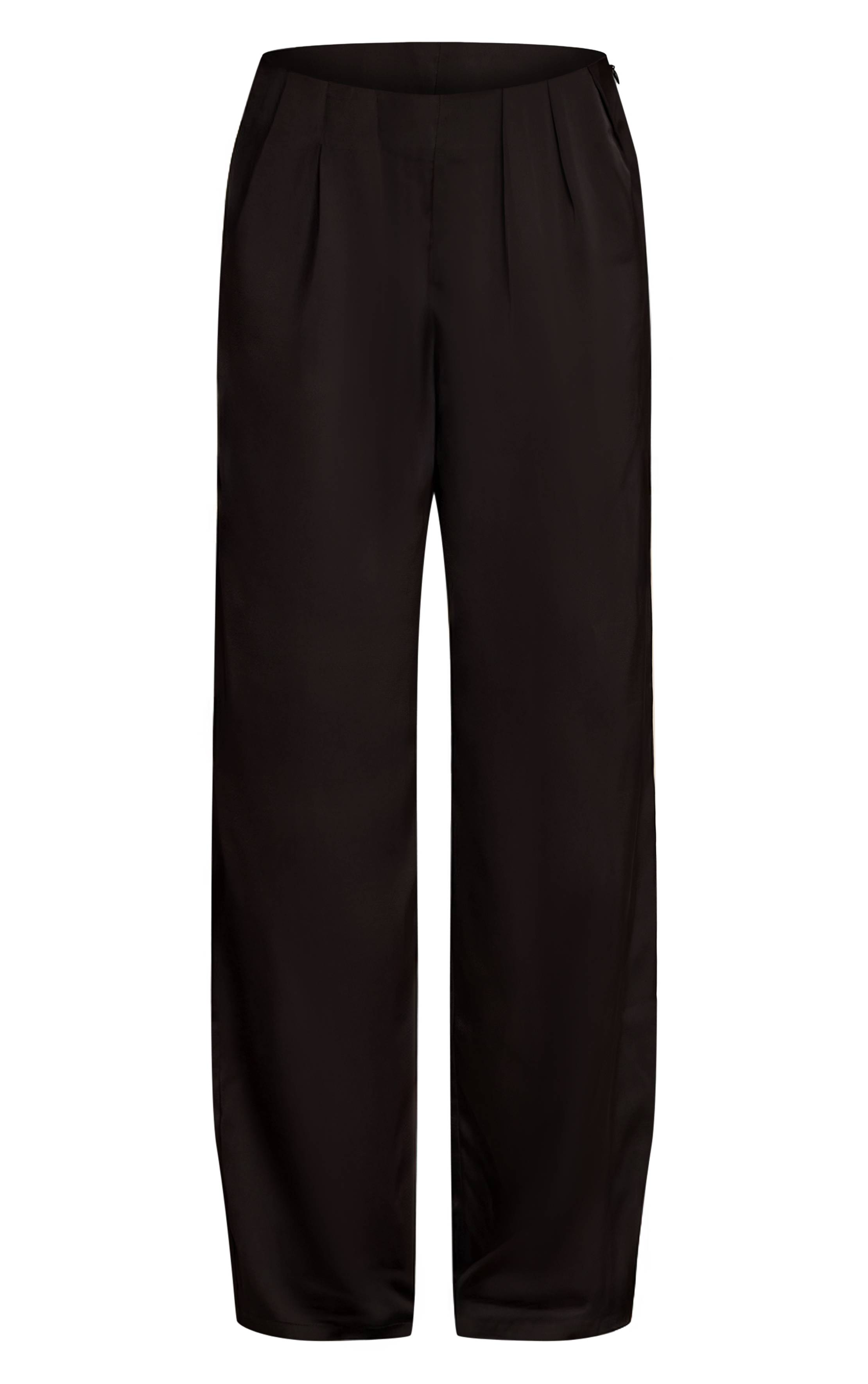 Noir Pantalon Large Plissé En Satin