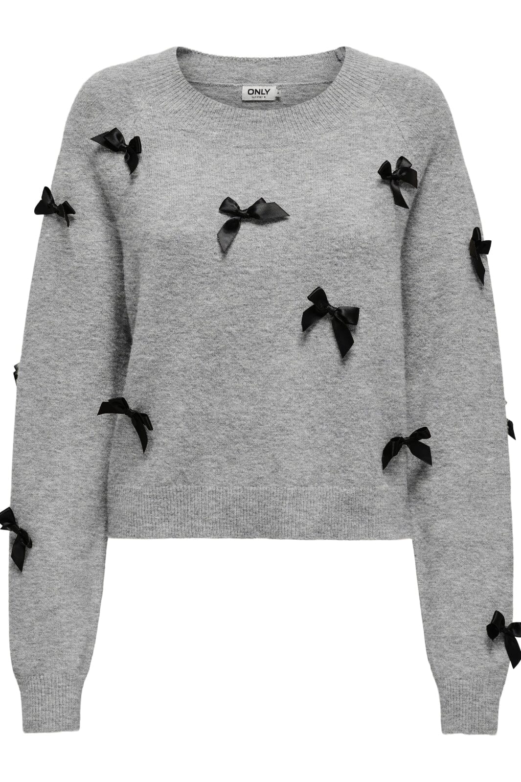 Only Onlnoelle Life Ls Bow Pullover Knt 4726981 light grey melange w black bows