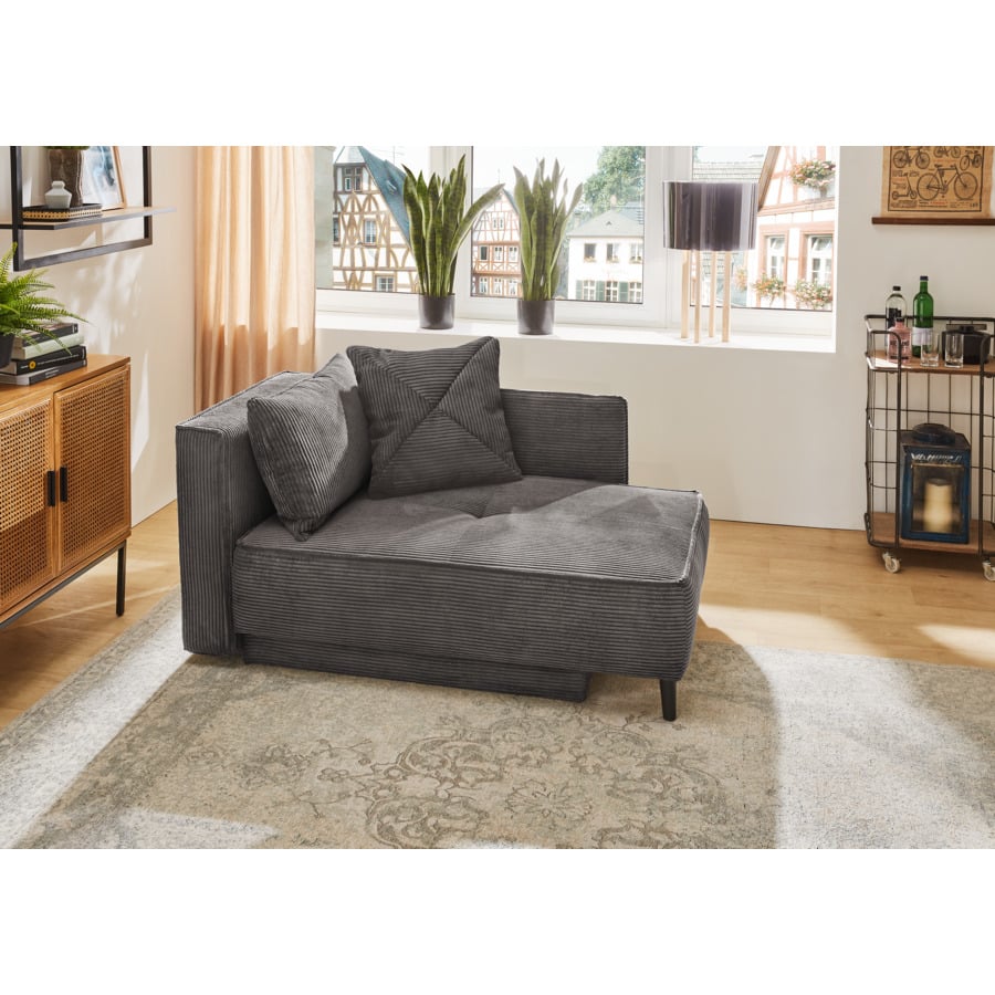 Bettsofa Fred Stoff grau, Bettkasten