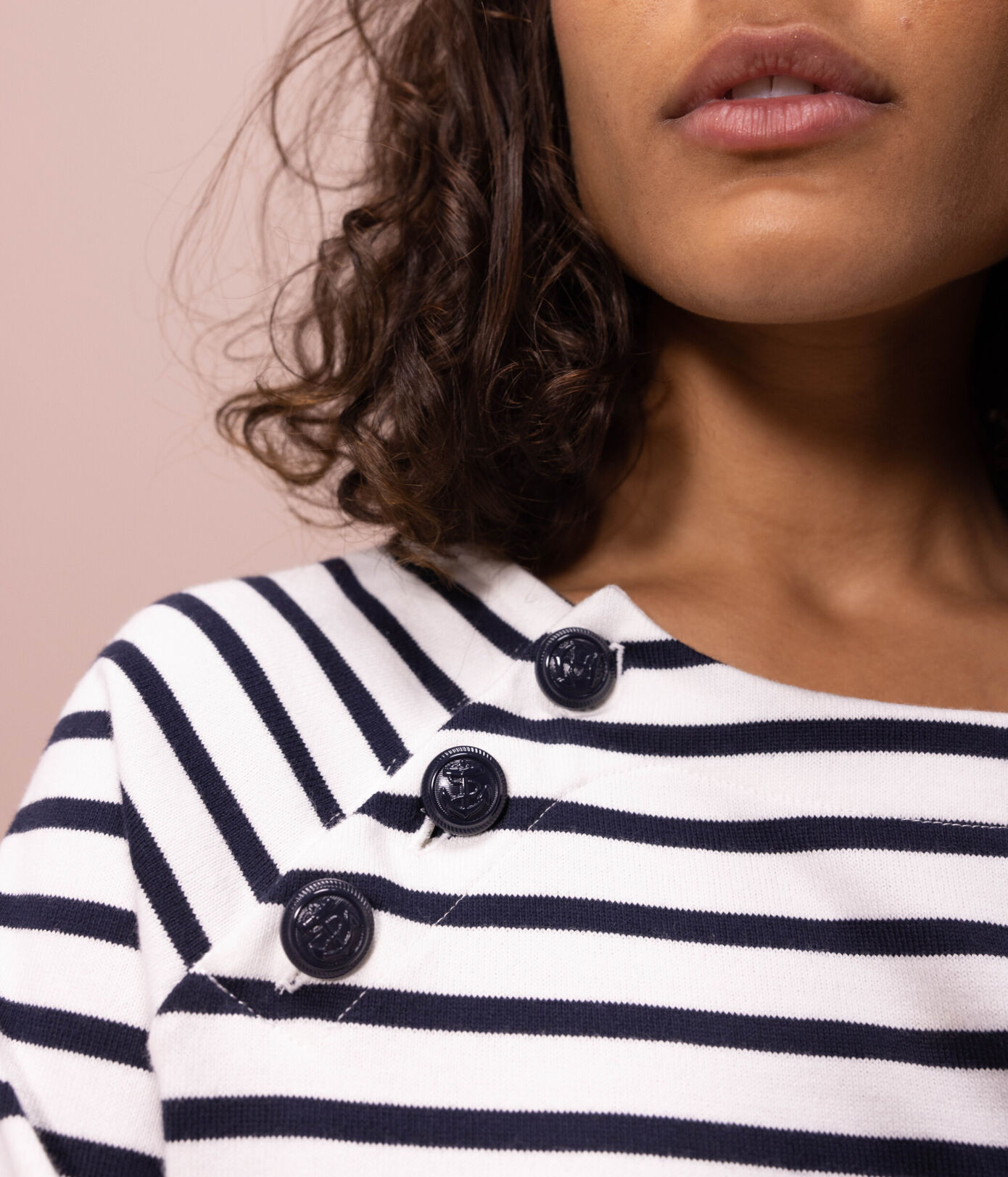 Marinière boutonnée en coton Femme