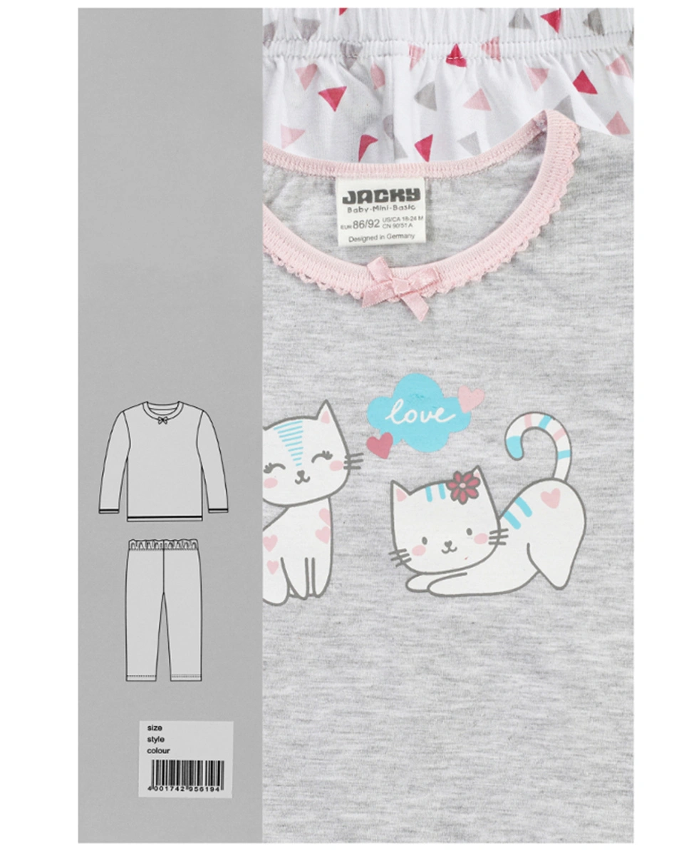 Schlafanzug CATS & TRIANGLE lang in grau