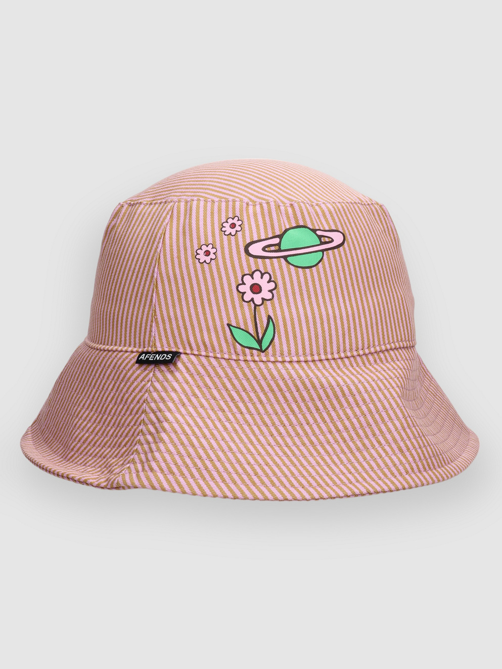 Afends Night Shade Recycled Bucket Hat mustard stripe