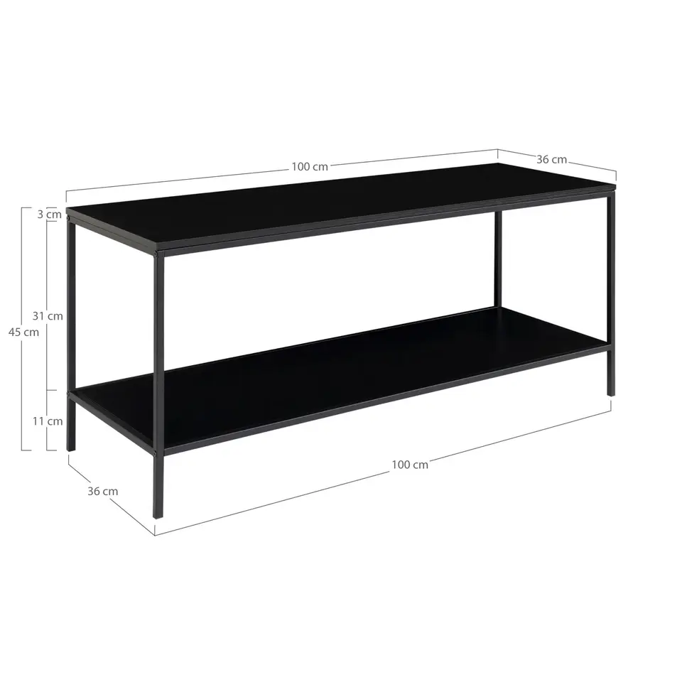 Tv-Meubel Zwart - Metaal & Melamine - Kast Vita