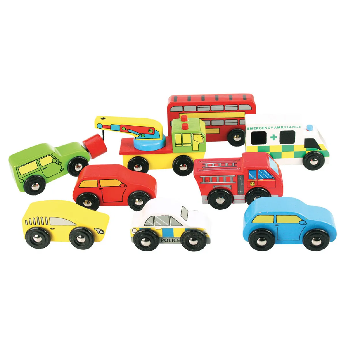 Bigjigs Rail Pack véhicules ferroviaires bois - 9 pièces