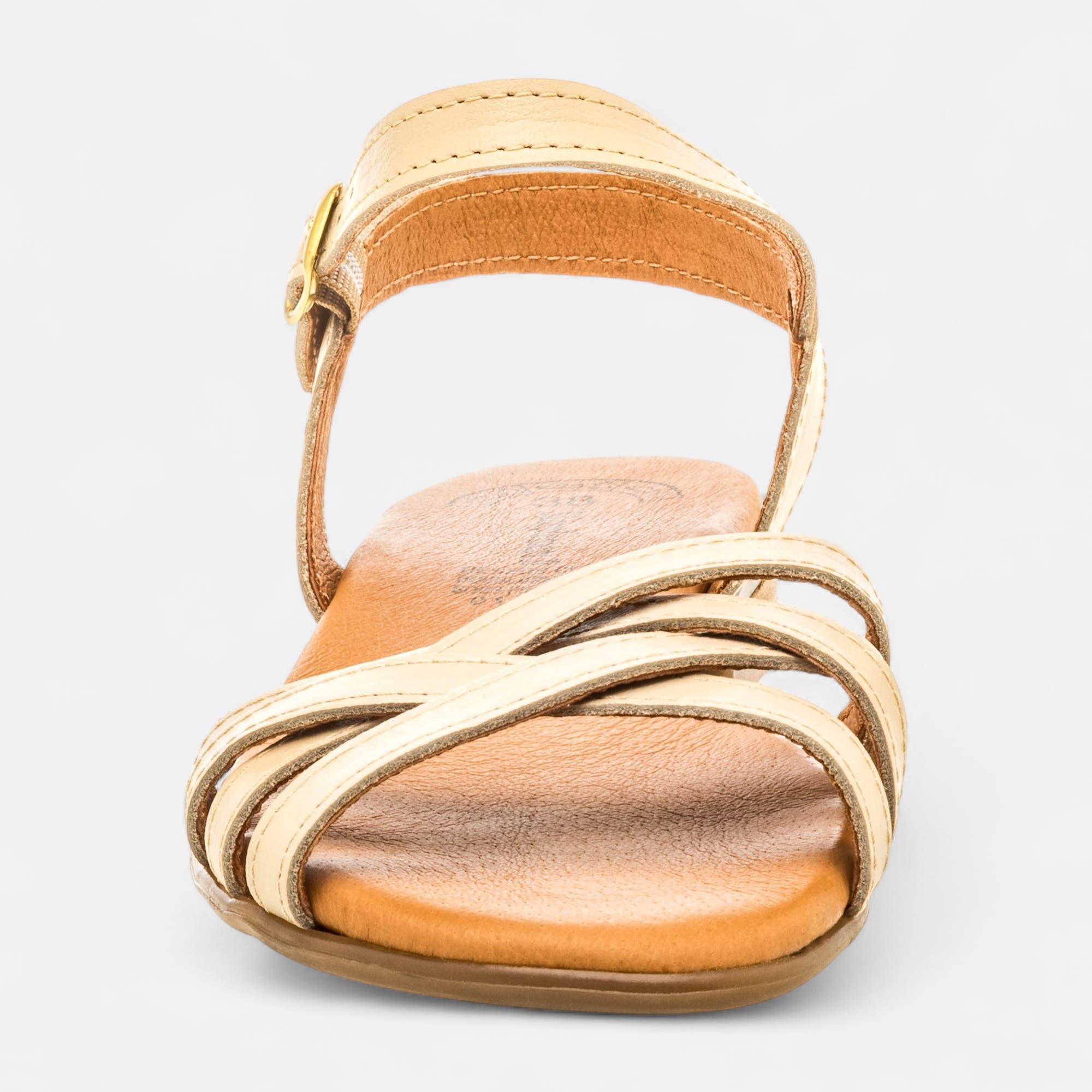 Nu-pieds Femme en cuir beige