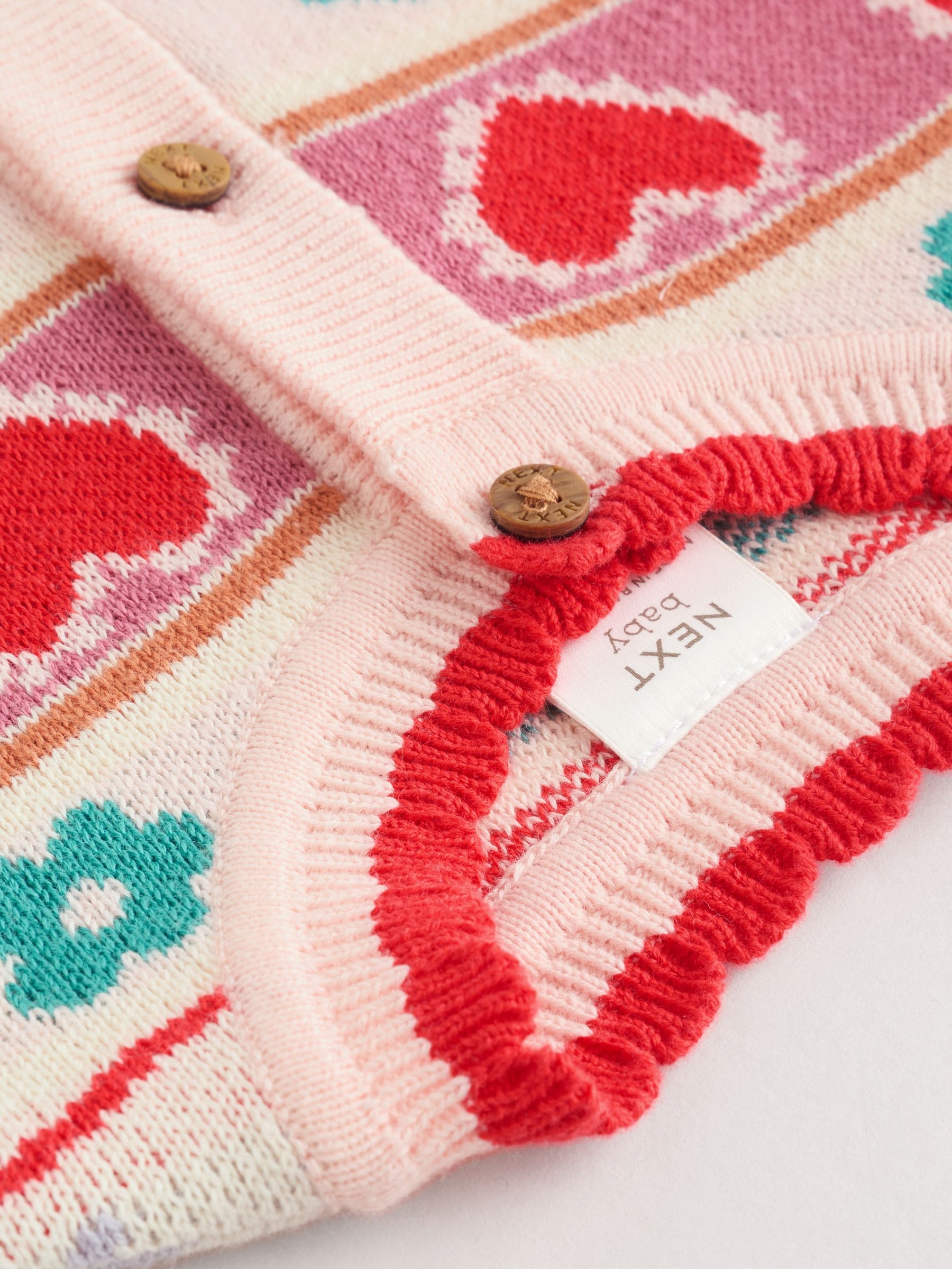 Rood/roze kersen - 2 -delige gebreide baby set met vest en legging (0mnd -3jr)
