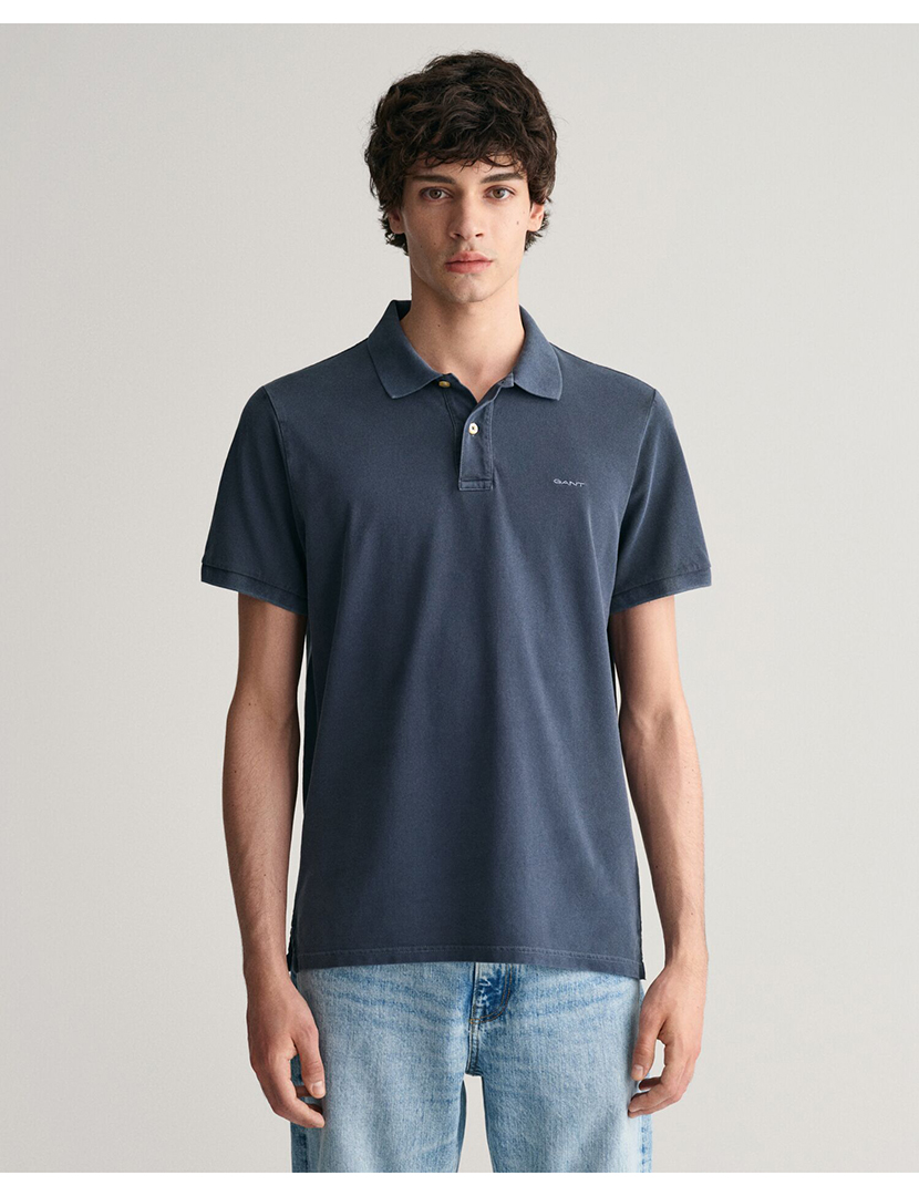 Short Sleeve Polo Sunfaded Pique Blue