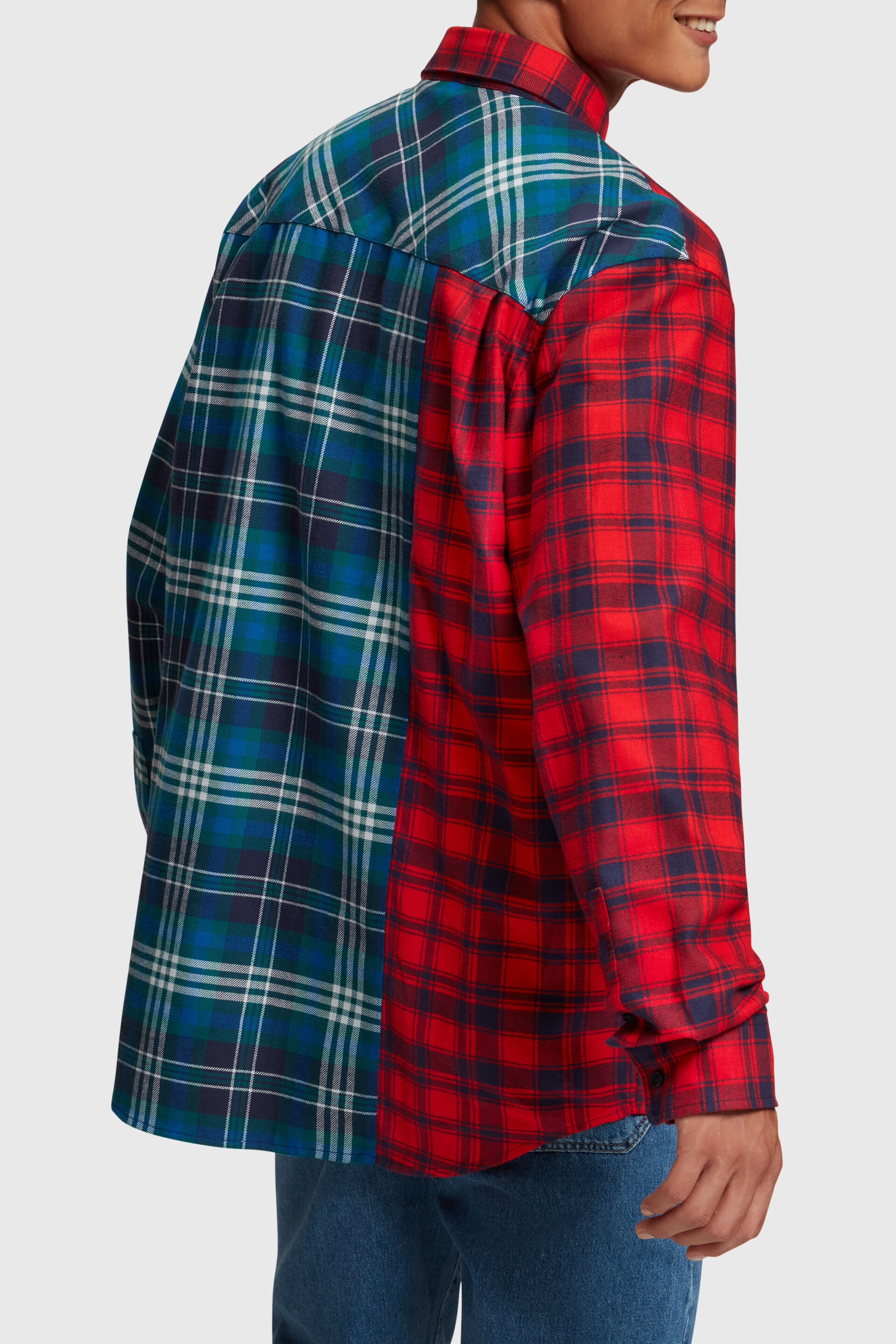 Chemise en flanelle à carreaux effet patchwork