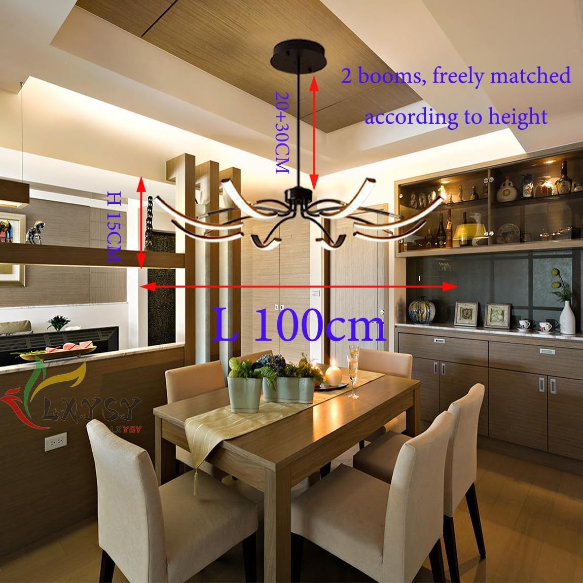 LED Kronleuchter Schwarz, Pendelleuchte Esstisch mit Fernbedienung, Dimmbare Esstisch lampen Hängend DIY Modellieren, Zur Innenbeleuchtung in Wohnräumen, Restaurants, Hotels etc