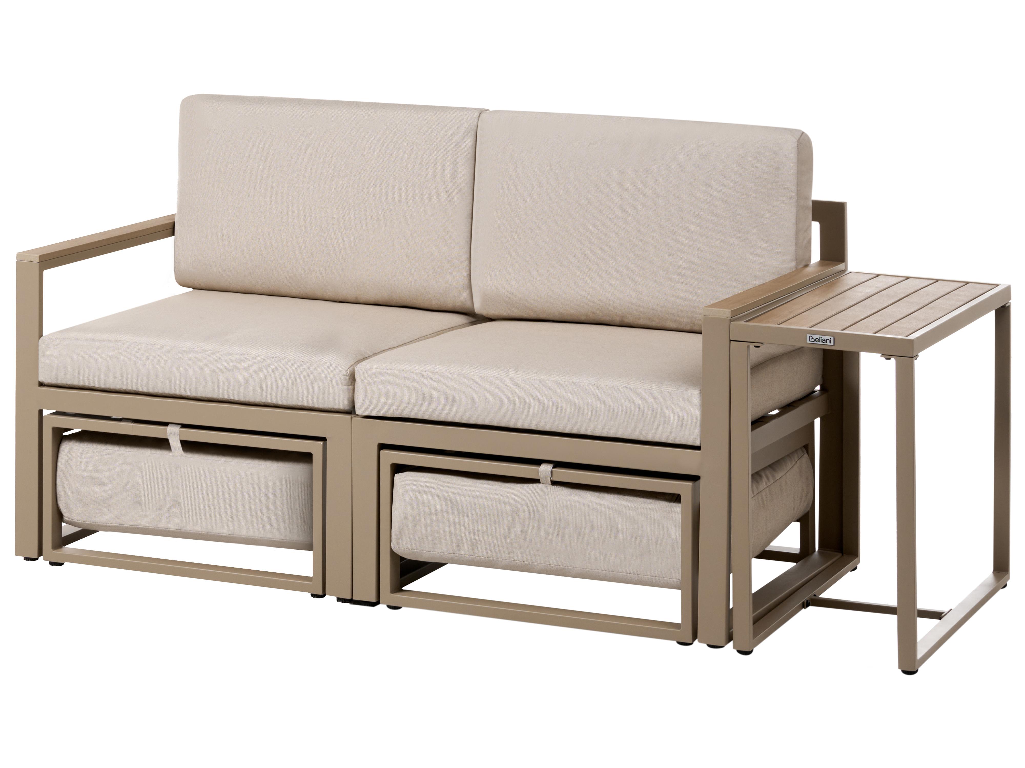 Loungeset met tafel en ottomaan 2-zits NOCI modulair Metaal Beige
