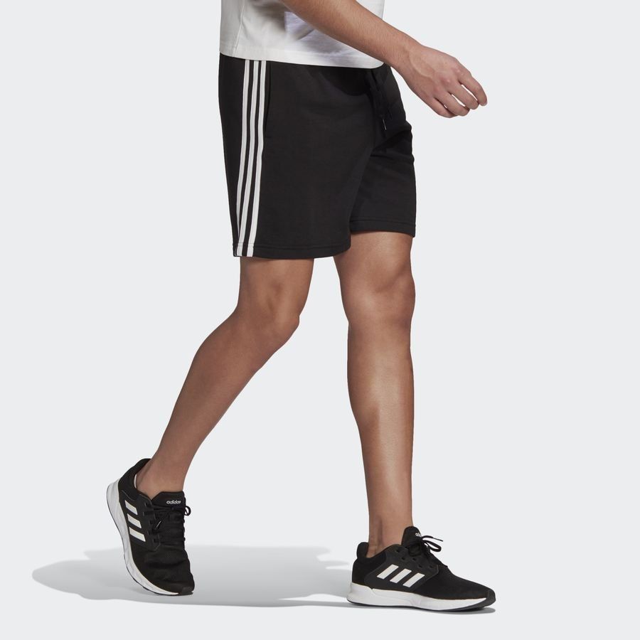 adidas Short d'Entraînement Essentials French Terry 3-Stripes - Noir/Blanc