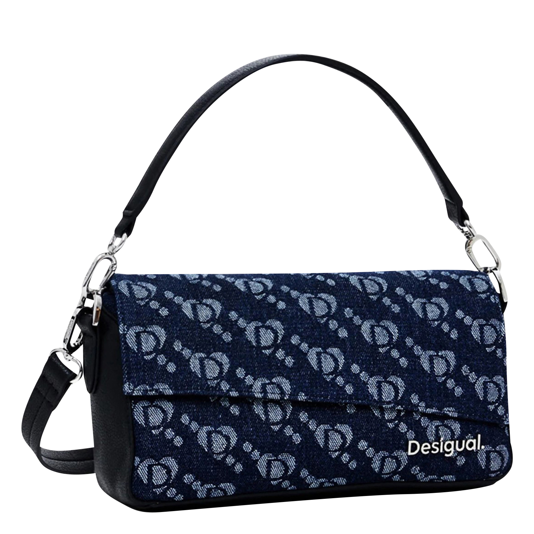 Sac à main imprimé en coton mélangé | Bleu