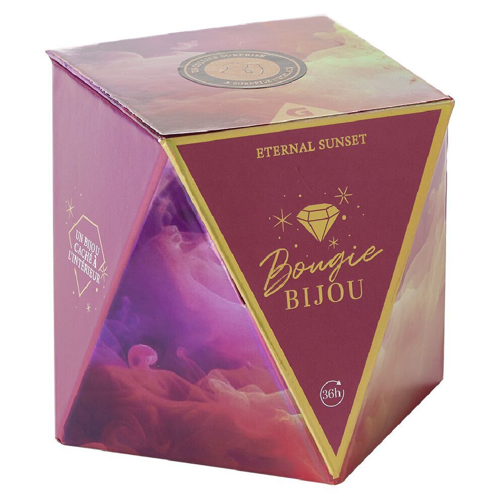 Bougie bijou collier doré senteur fruits rouges 36h