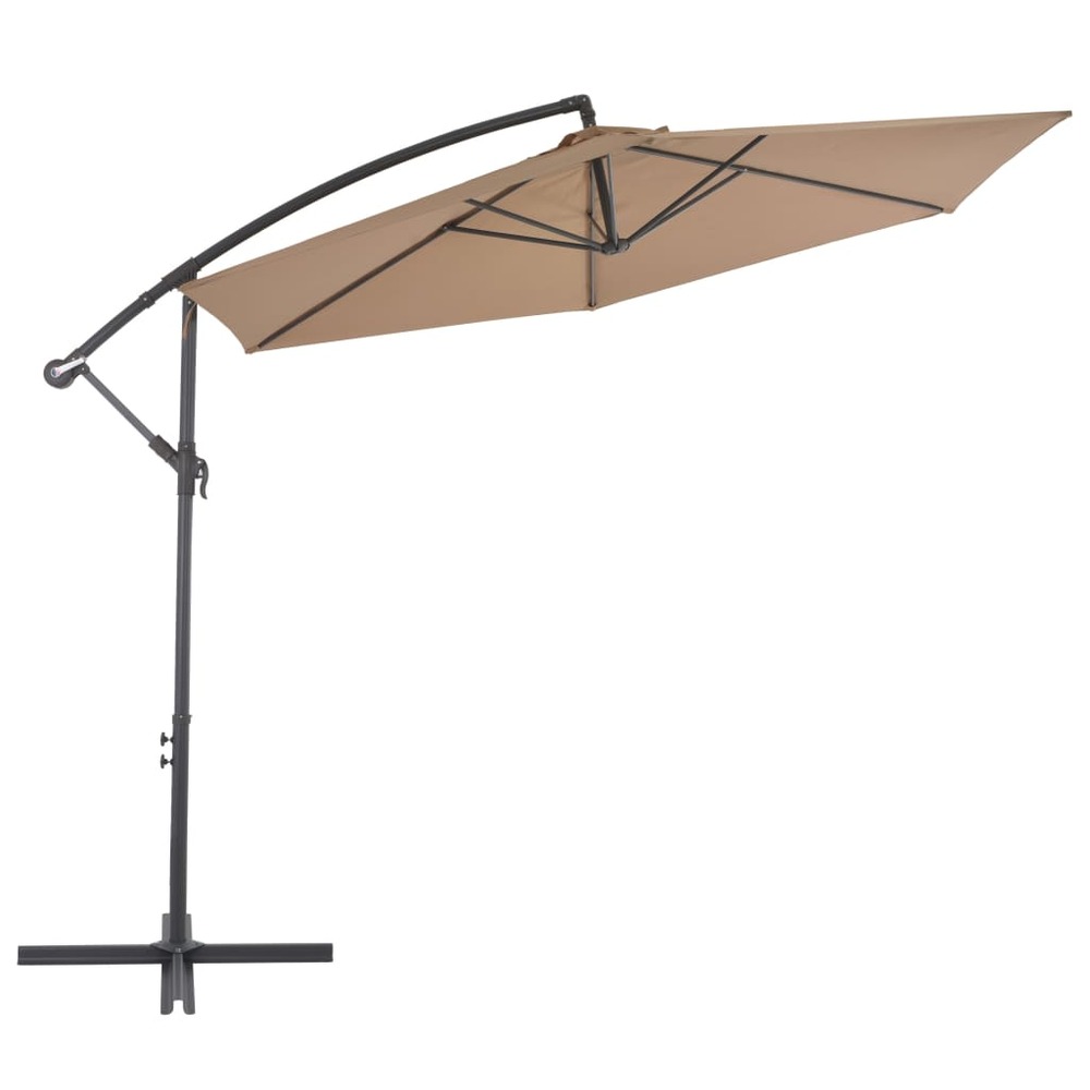 Parasol meuble de jardin en porte-à-faux avec poteau en aluminium 300 cm taupe