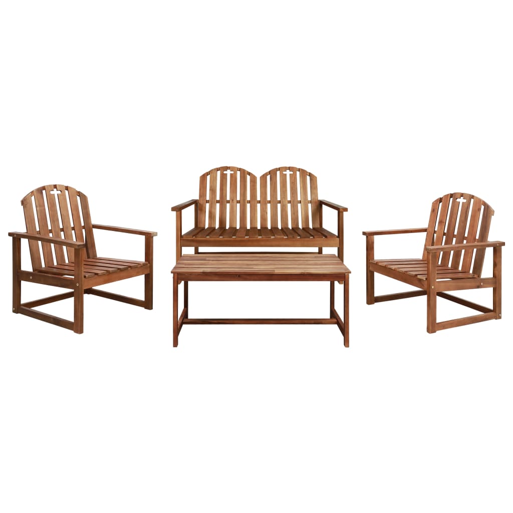 Salon de jardin meuble d'extérieur ensemble de mobilier 4 pièces bois d'acacia solide