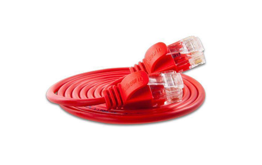 Slimpatchkabel RJ-45 - RJ-45, Cat 6, UTP, 1 m, RotLightpatchkabel rund, ungeschirmtes Twisted-Pair-Kabel (U/UTP) mit Klinkenschutz