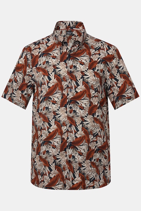 Men+ Hemd, Bauchfit, Halbarm, Buttondown-Kragen, Alloverprint, bis 8 XL