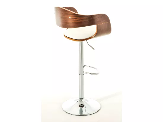 Lot de 2 Tabourets de bar - Similicuir & Métal chromé - Noyer / Blanc - Kingston