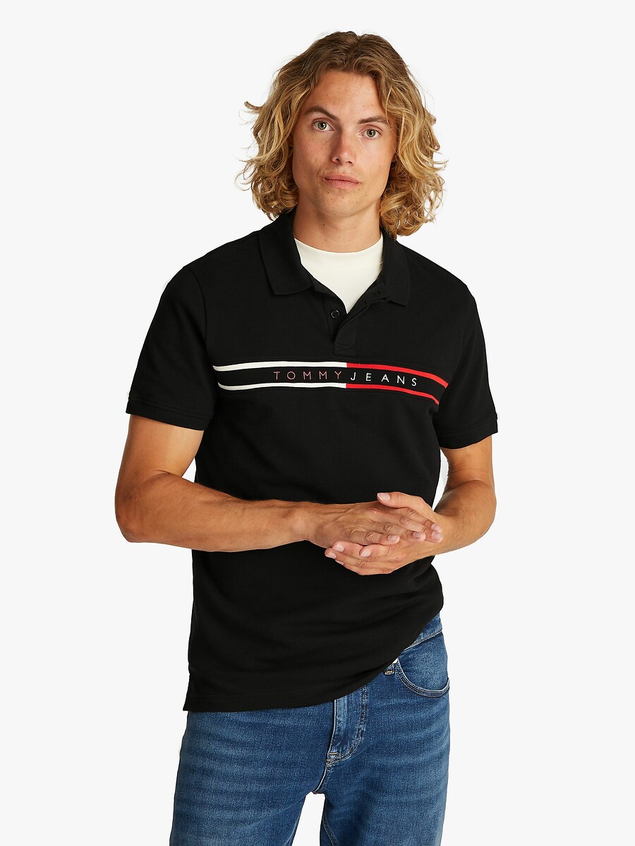 TOMMY JEANS<br>Polo slim-fit com listras coloridas