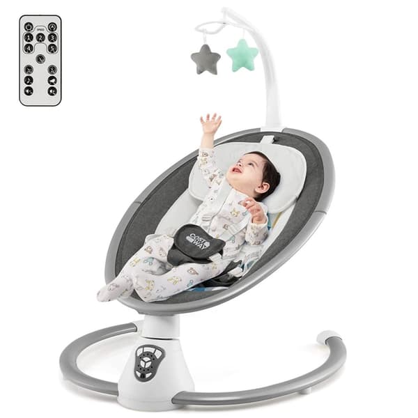 Elektrisk babyswing babyrocker med 5 huskenivåer 65,5 x 71,5 x 76 cm grå