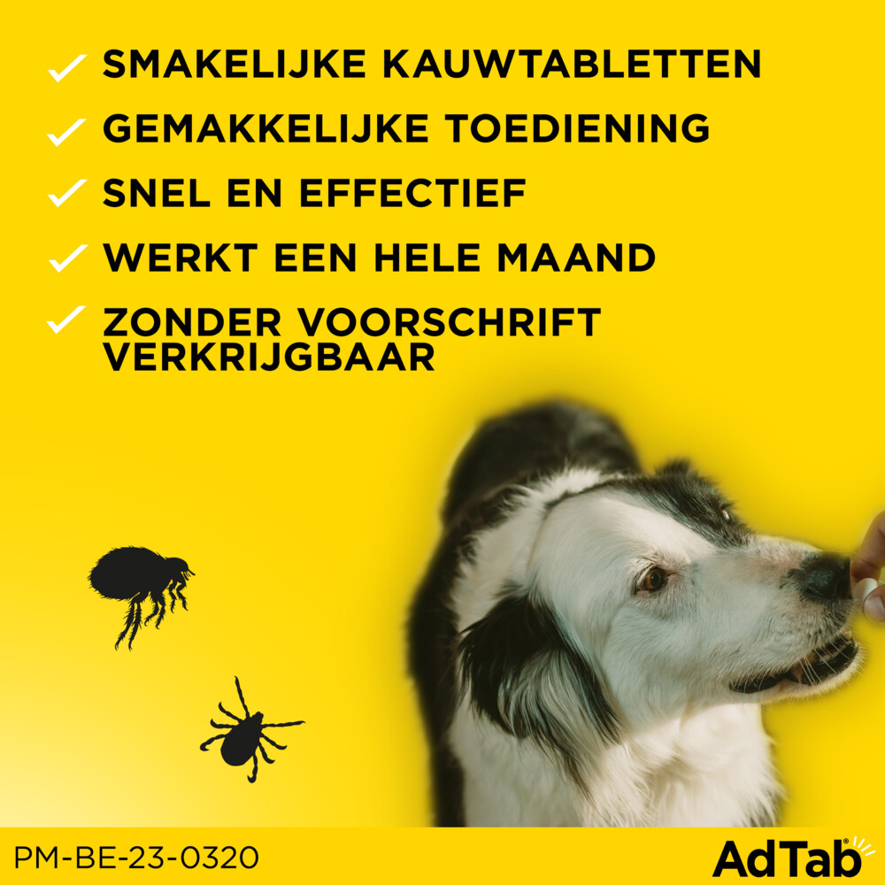 AdTab Anti Vlo en Teek Kauwtabletten Hond 1,3-2,5 kg3 tabletten