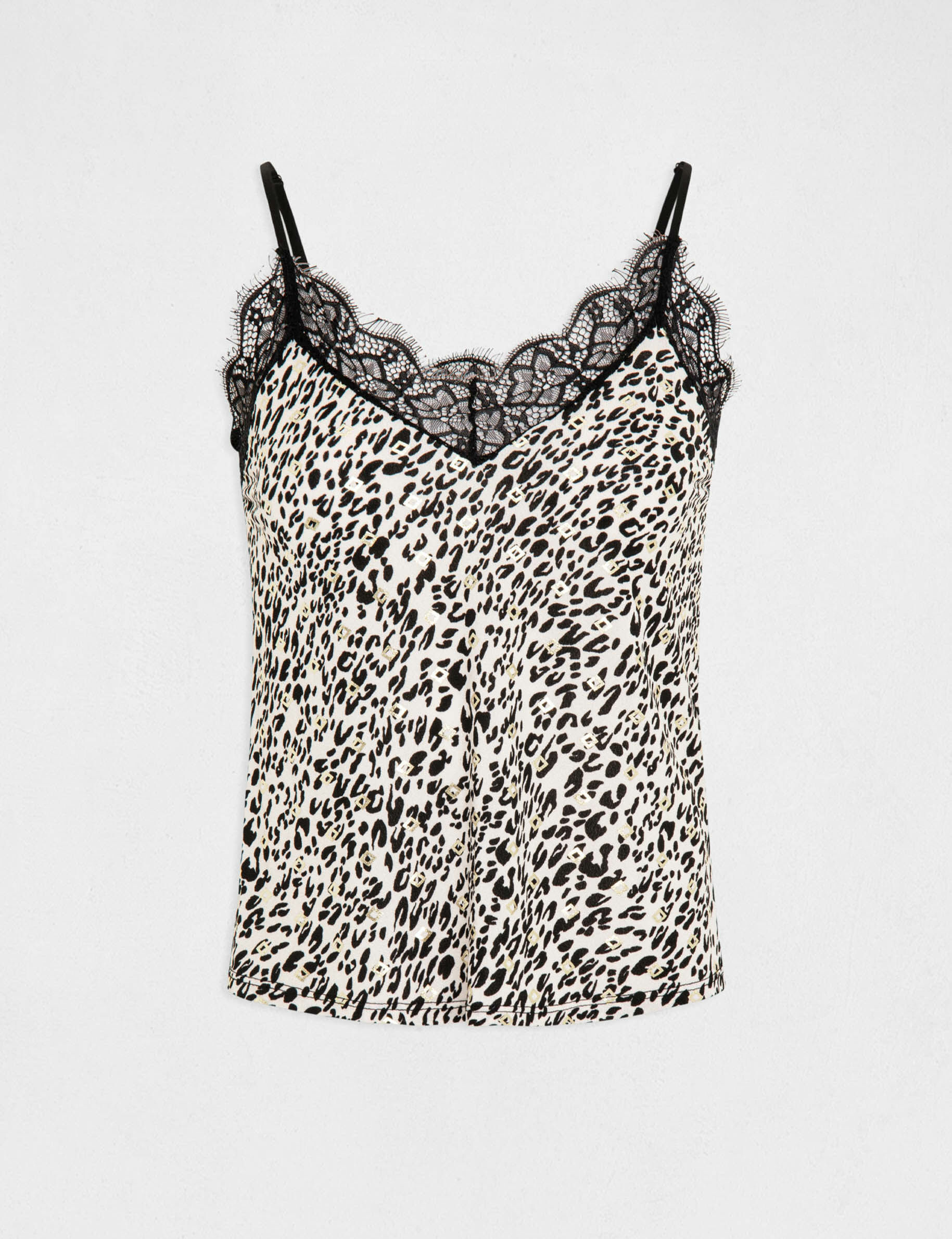 Débardeur dentelle et imprimé animalier multico femme - multico