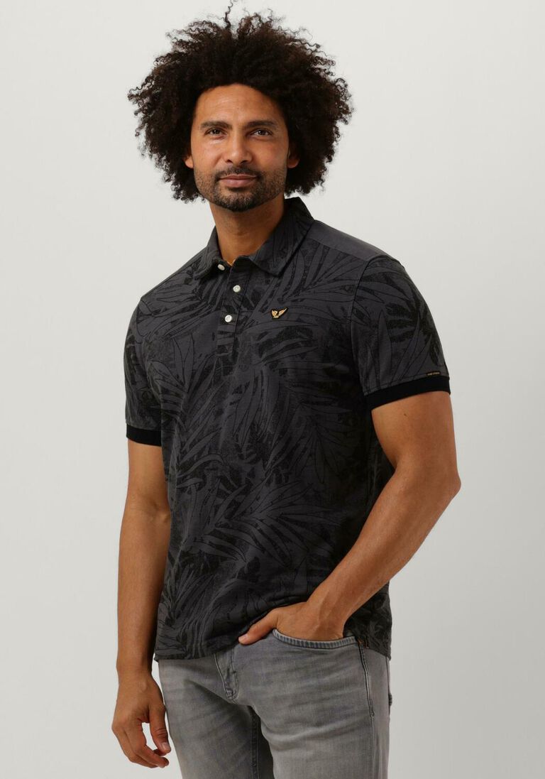 PME LEGEND donkergrijze pme legend polo short sleeve polo pique melange aop
