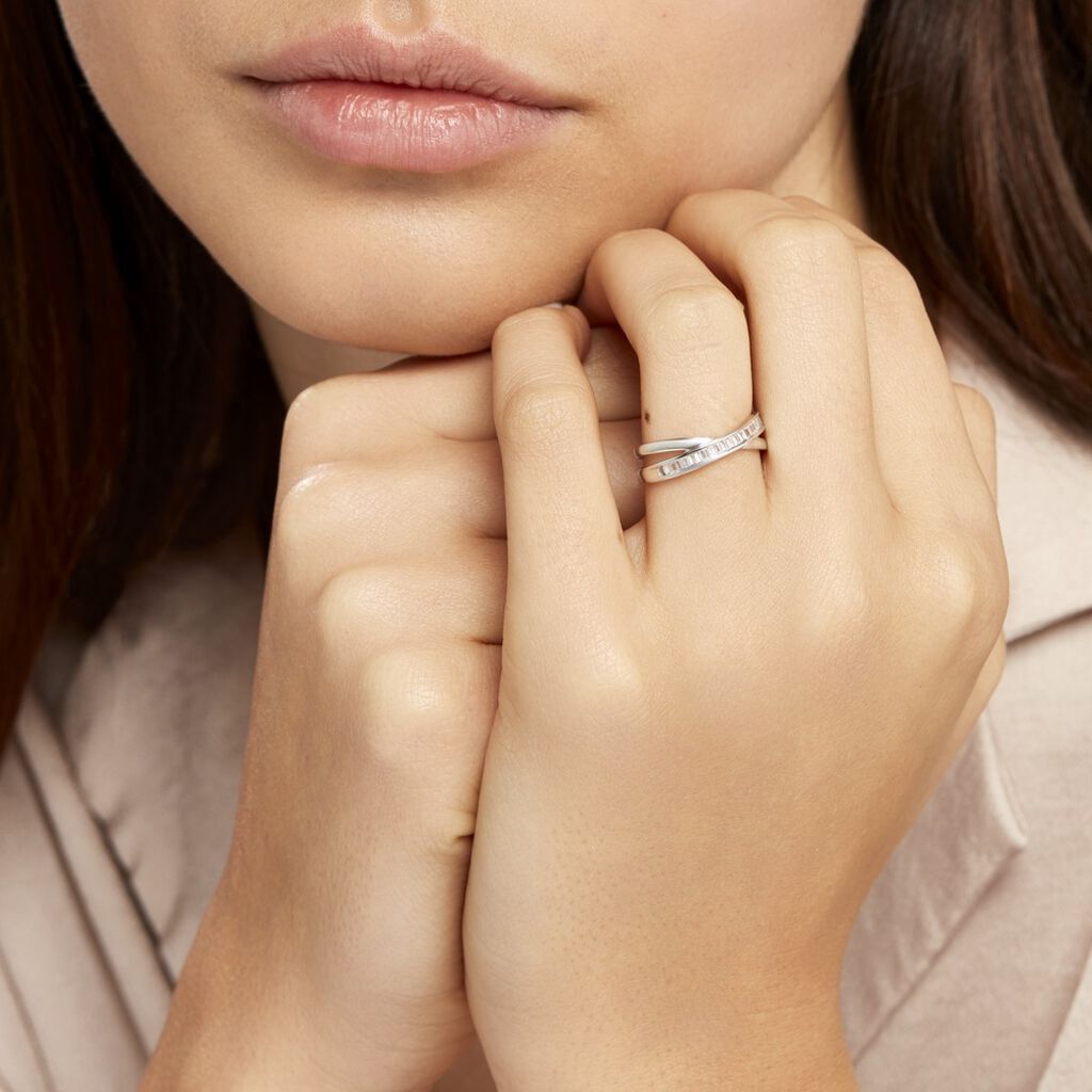 Bague Anelyse Or Blanc Oxyde De Zirconium