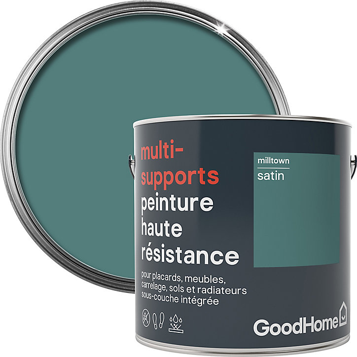 Peinture haute résistance multi-supports GoodHome vert Milltown satin 2L