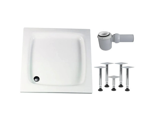 SCHULTE vlakke douchebak complete set 80 x 80 x 8,5 cm alpinewit glad D9080 04