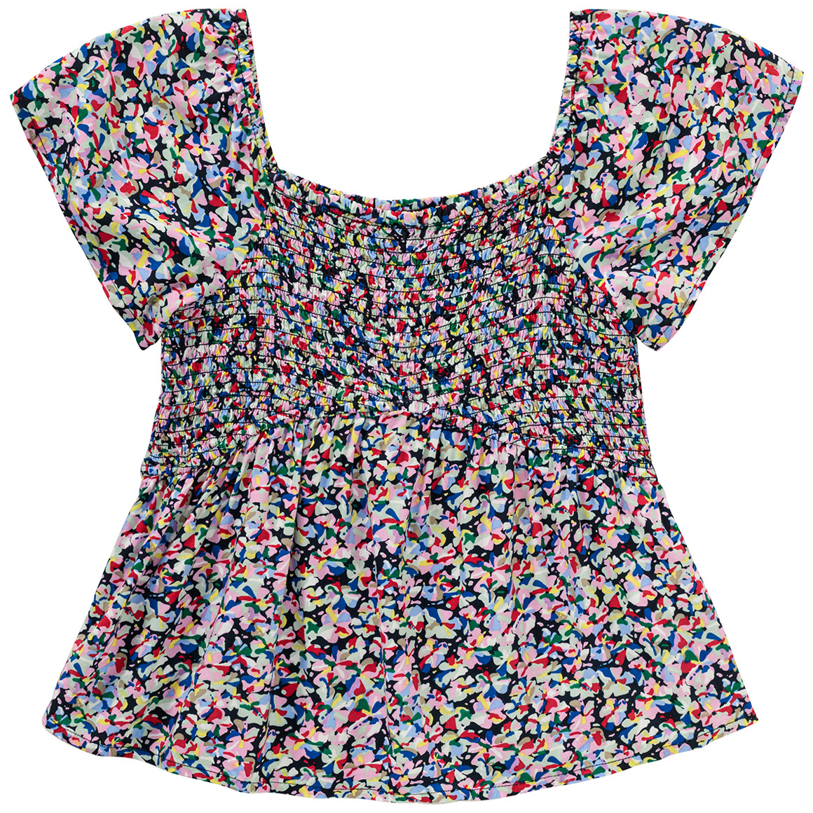 Beatwear Mädchen Blusenshirt mit Blumen allover dunkelblau / bunt