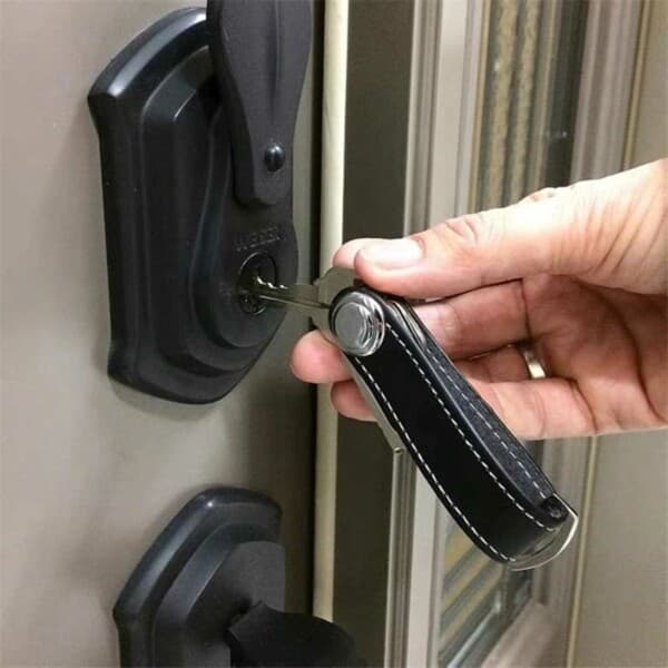 Key Organizer Leather Key Holder Key Ring Black