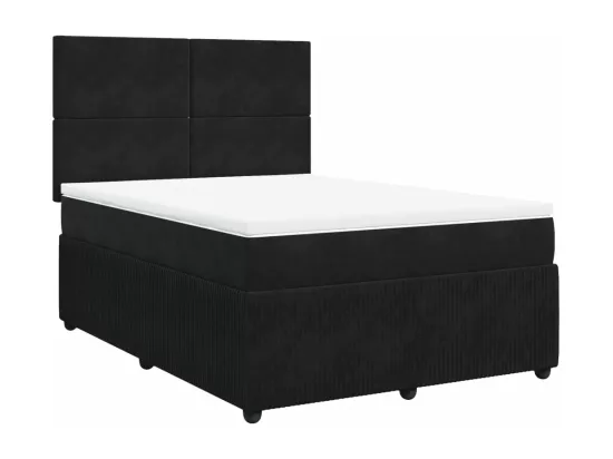 Sommier à lattes de lit avec matelas Noir 140x190 cm Velours