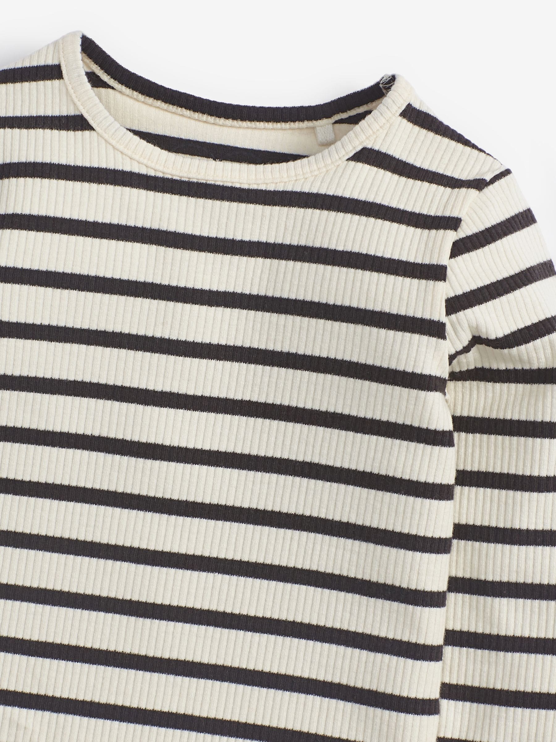 Zwart-witte streep - Geribbeld T-shirt met lange mouwen en katoengehalte (3 mnd-7 jr)