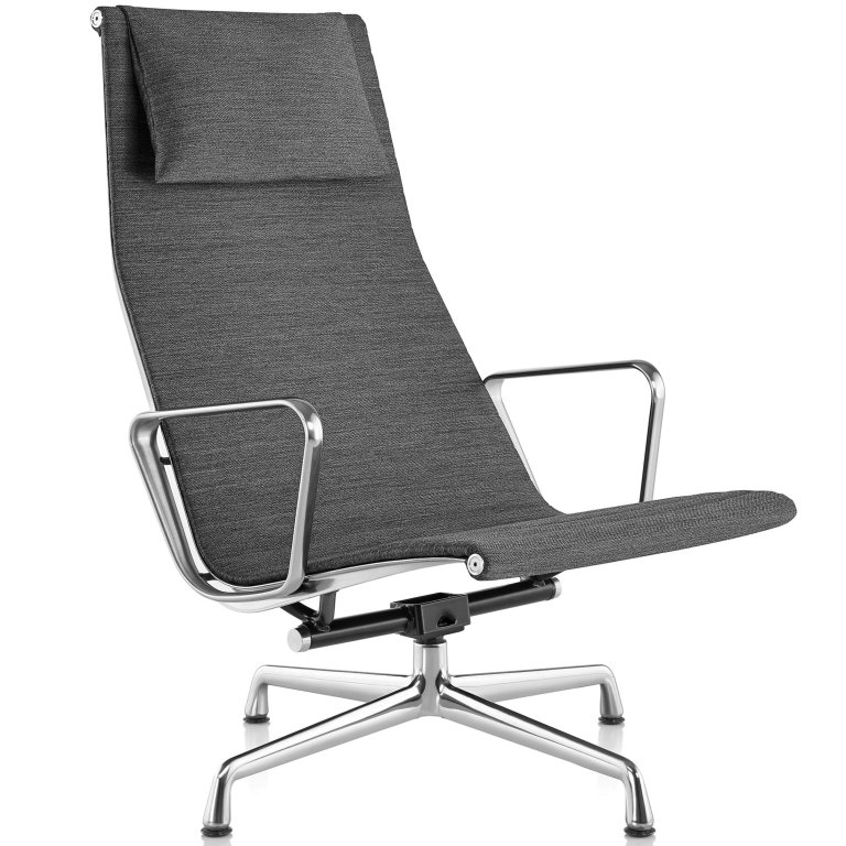 Vitra EA 124 loungestoel Hopsak nero, onderstel verchroomd