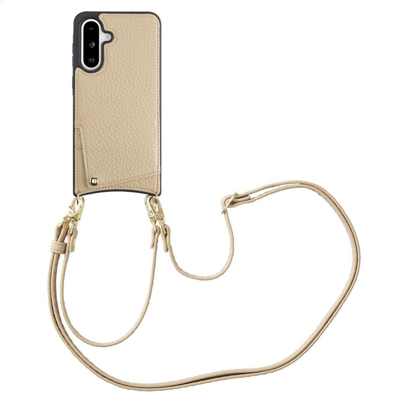 Selencia - Nova - Telefoonhoes met Koord en Pashouder - Beige - Voor Samsung Galaxy A36 / A56