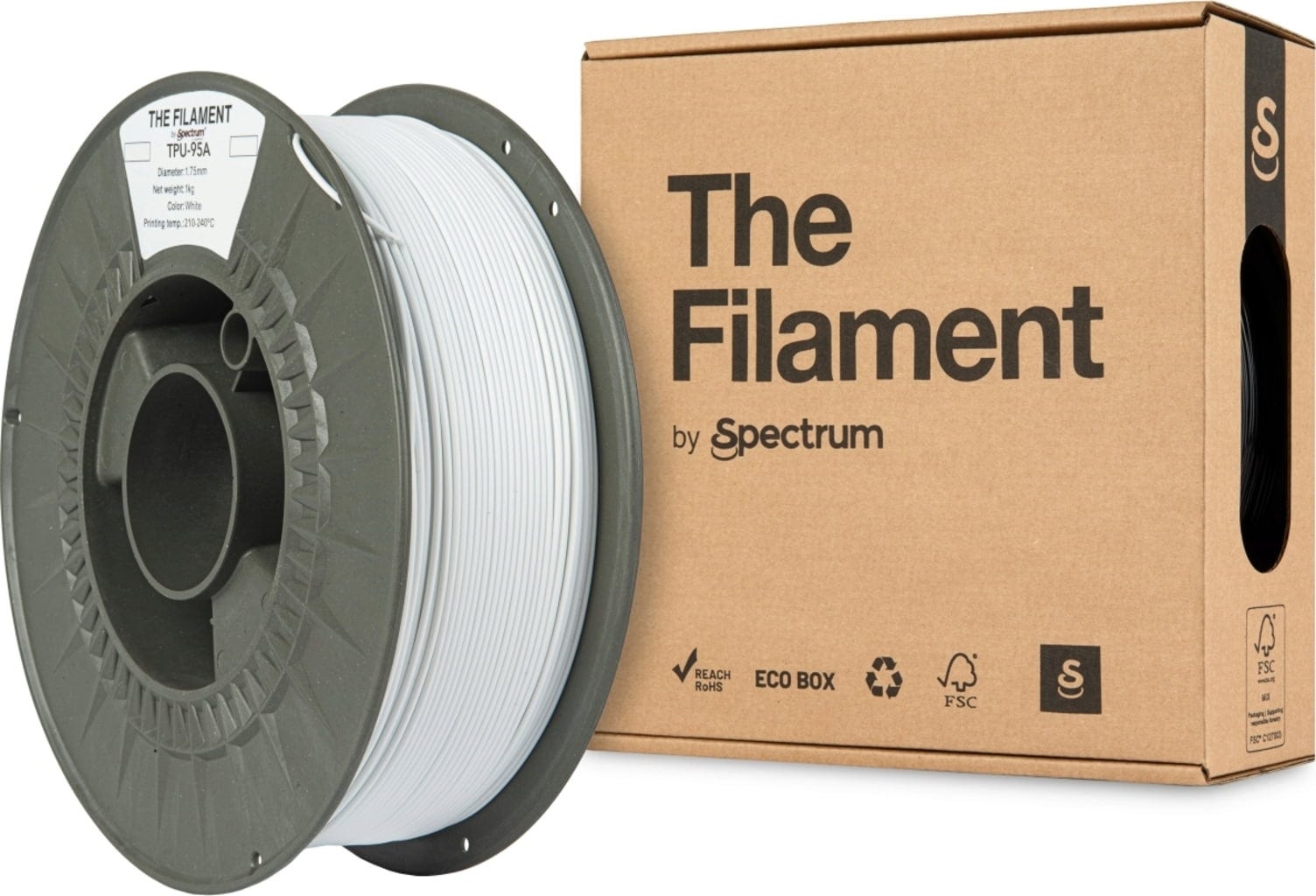 The Filament  TPU-95A White, 1,75 mm / 1000 g    TPU mit Shore-Härte 95A für funktionale Anwendungen in White