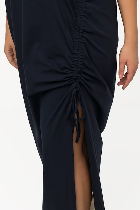 Midikleid, Raffung, Rundhals, Halbarm