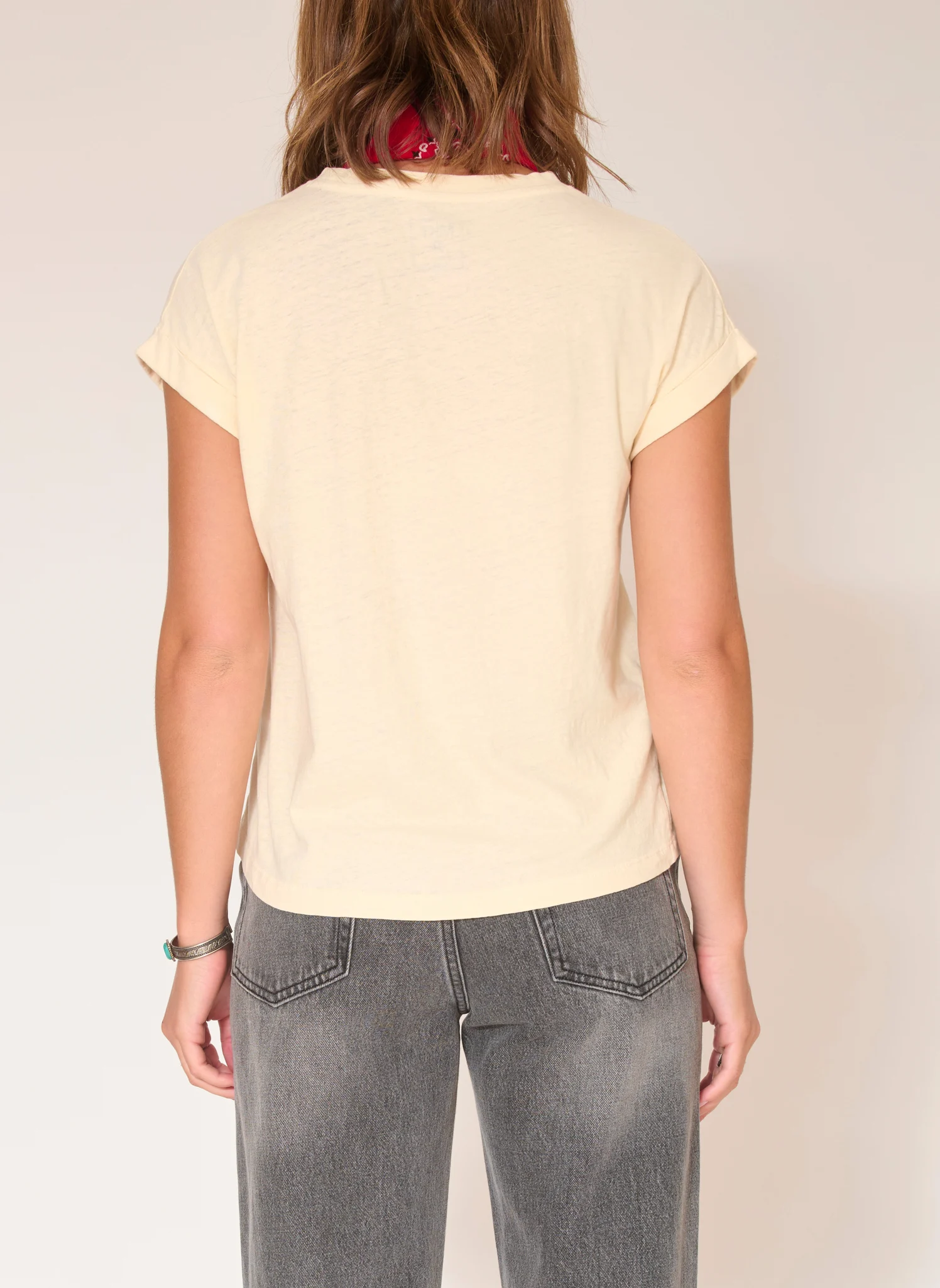 THAMARA - Tee-shirt droit col rond en coton mélangé | Blanc