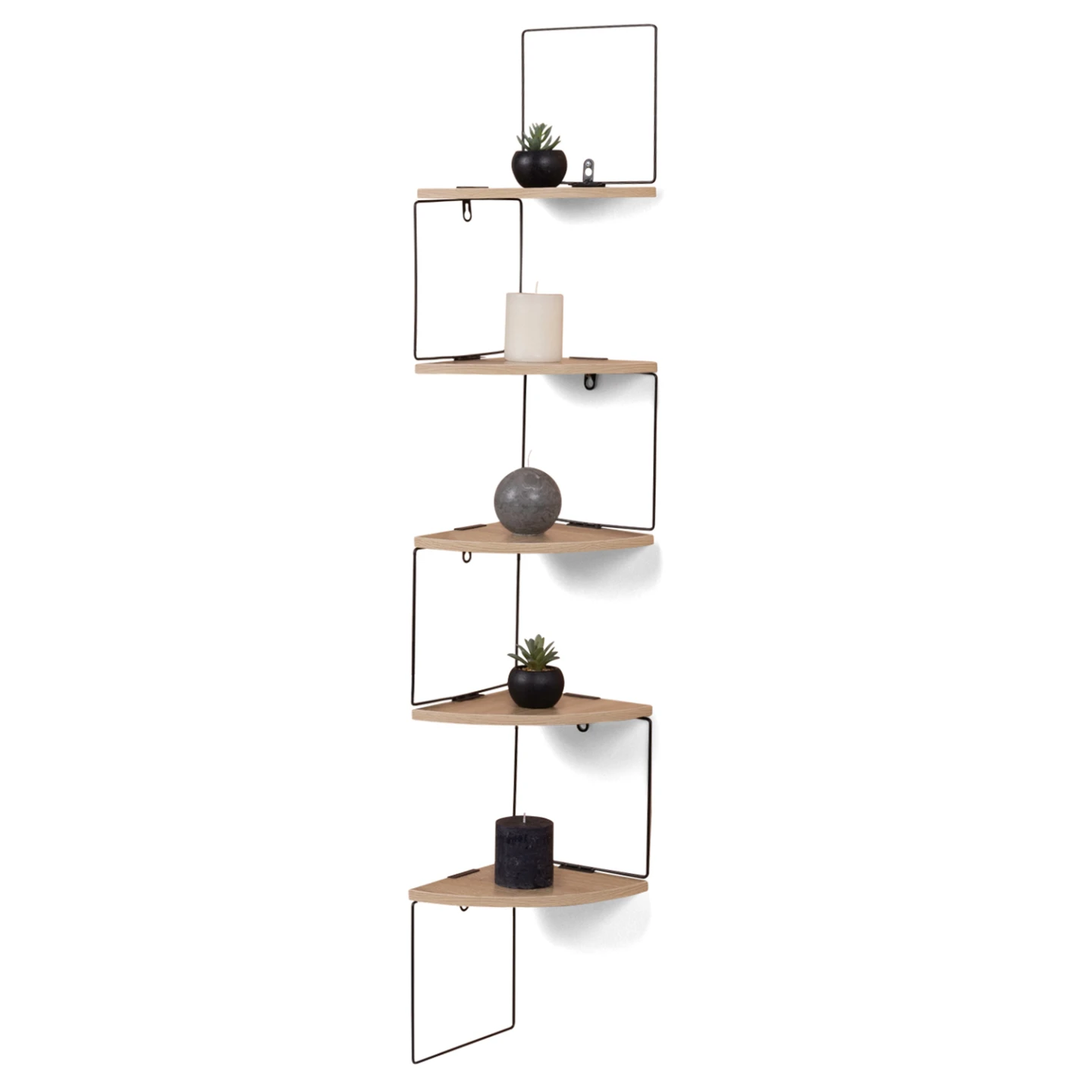 Etagère murale d'angle ISA 5 niveaux bois et métal design industriel