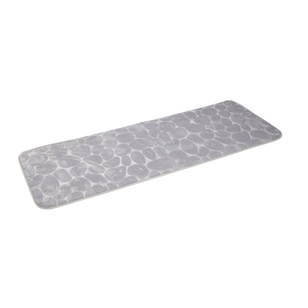 Tapis de bain motif galet 45x120cm - 2 modèles marron ou gris